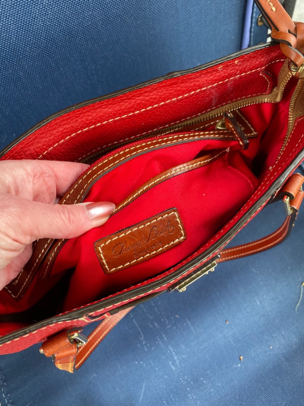 DOONEY & BOURKE Red Pebble Leather Small Lexington Tote Bag GUC - Picture 5 of 17